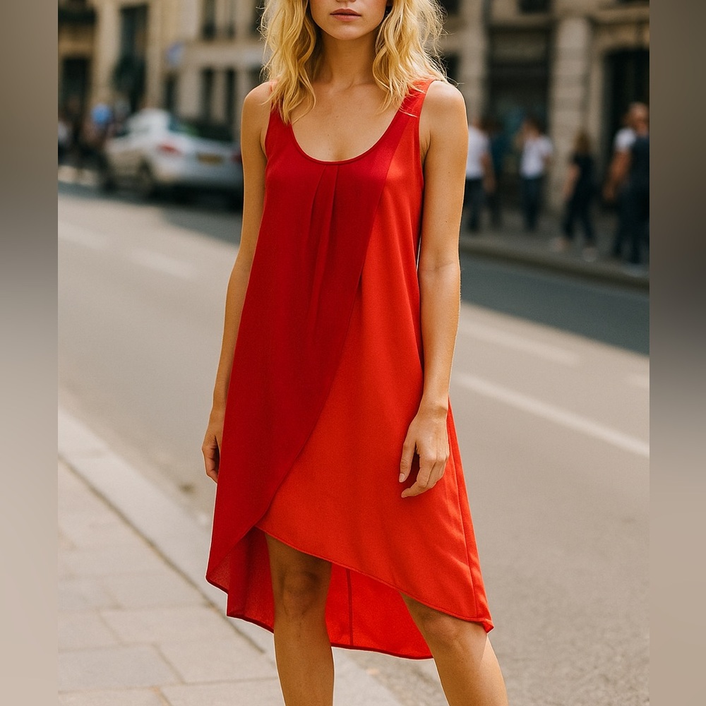 Silence + Noise Red Asymmetrical Dress